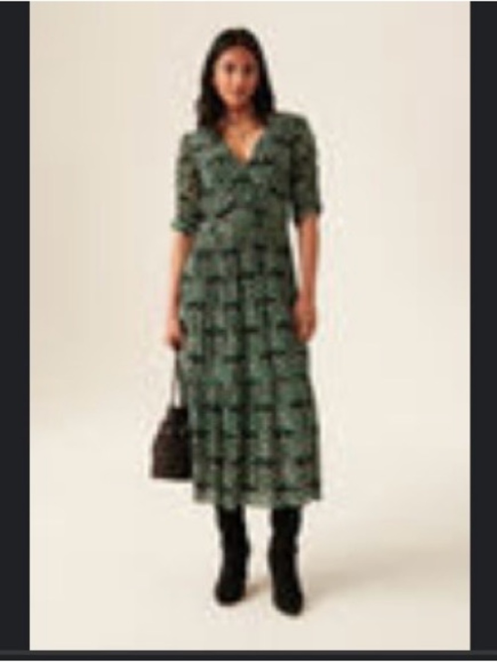 ba&sh Green Floral Wrap-Style Midi Dress